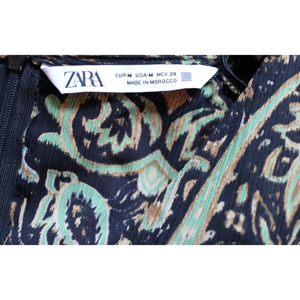 Zara Boho Paisley Long Sleeve Print Fit & Flare Mini Dress V Neck Size M NWT - Picture 10 of 11